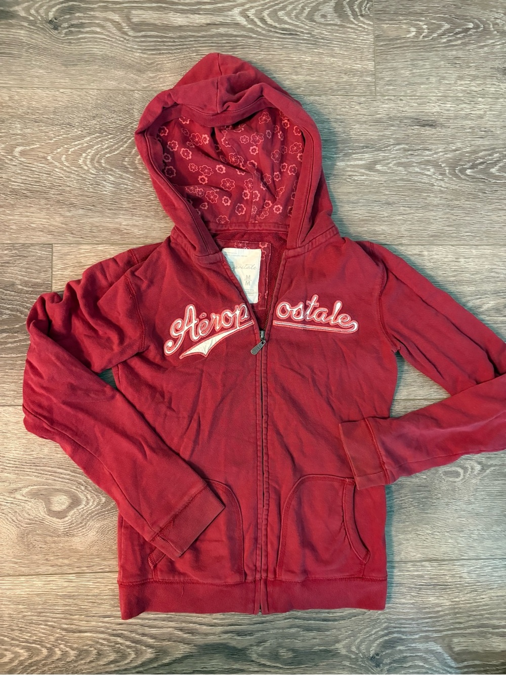 Vintage Y2K AERO Aeropostale Spell Out Womens Embroidered Zip Hoodie M Medium